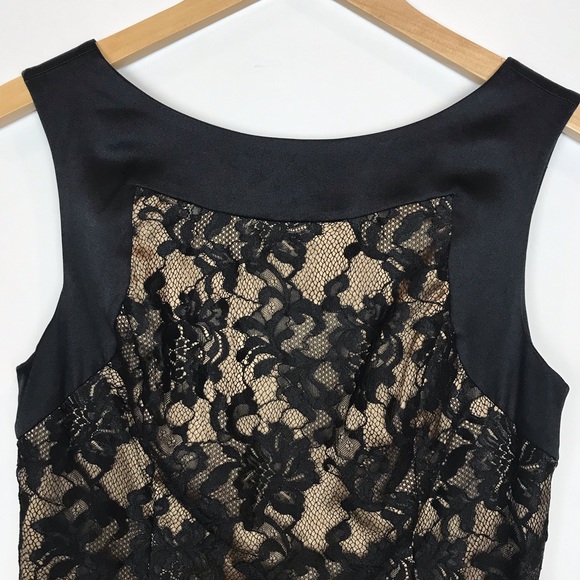NEW! Bebe Black Lace Satin & Silk Overlay Mini Shift Dress - Picture 2 of 7